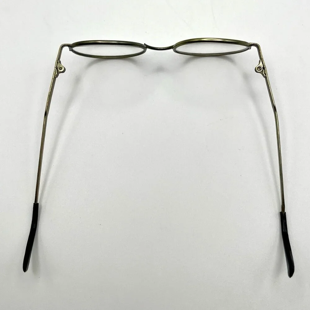 Vintage 70s Brass Round Eyeglasses Retro Wire Frame Toy Doll Kids Costume